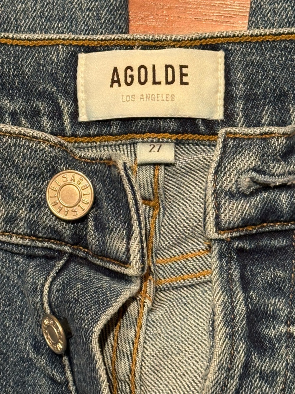 AGOLDE High-Rise Women's Jeans in Classic Blue Denim with Contrast Stitching